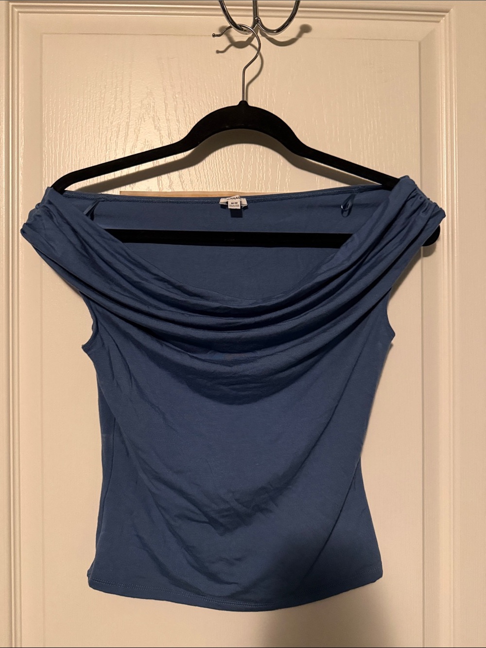 Garage Blue Draped Off-Shoulder Camisole